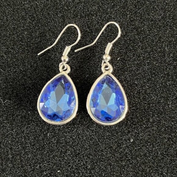 BLUE Teardrop Earrings-Like NEW - Picture 1 of 6